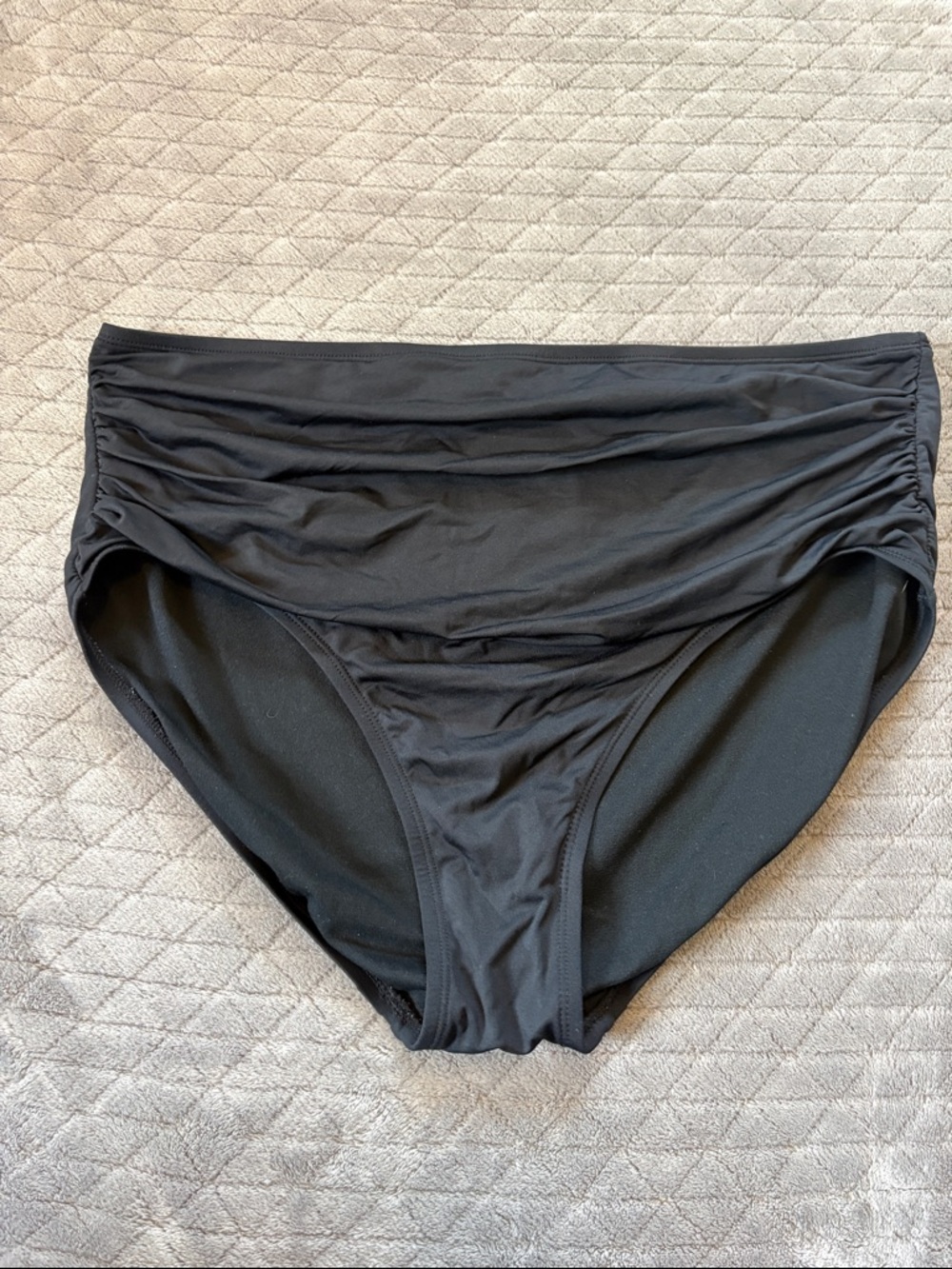 Kona Sol Black Ruched High Waist Bikini Bottoms